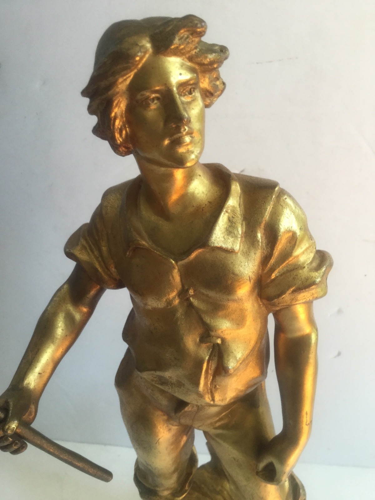 EDOUARD DROUOT BRONZE Original French Art Nouveau Bronze Sculpture Man