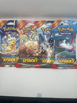 Pokemon Surging Sparks Sleeved Booster Pack COMPLETE ART SET - 4 Packs SEALED