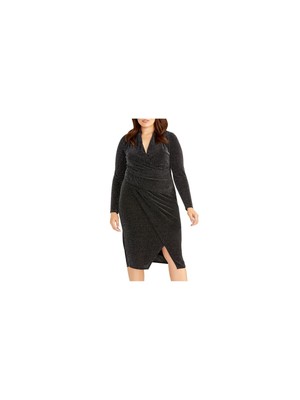 

RACHEL RACHEL ROY Женское черное платье-футляр длиной ниже колена с длинными рукавами Plus, Черный