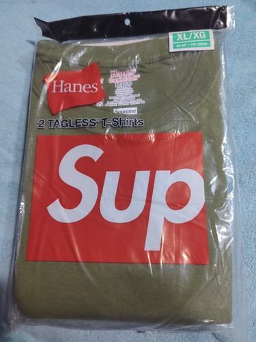 Supreme Hanes Tagless Green Olive Tee Shirt 2-Pack XL T-shir