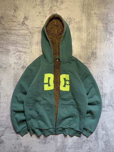 Y2K DC Shoe Company Fur Hood Zip Up Hoodie Sz M | eBay