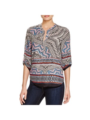 Женская белая блузка с закатанным рукавом с принтом DANIEL RAINN для работы S