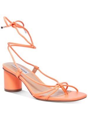 

STEVE MADDEN Женские коралловые босоножки с завязками на щиколотке Ivanna Square Toe Thong Sandals 7,5 M, Коралл, IVAN03S1