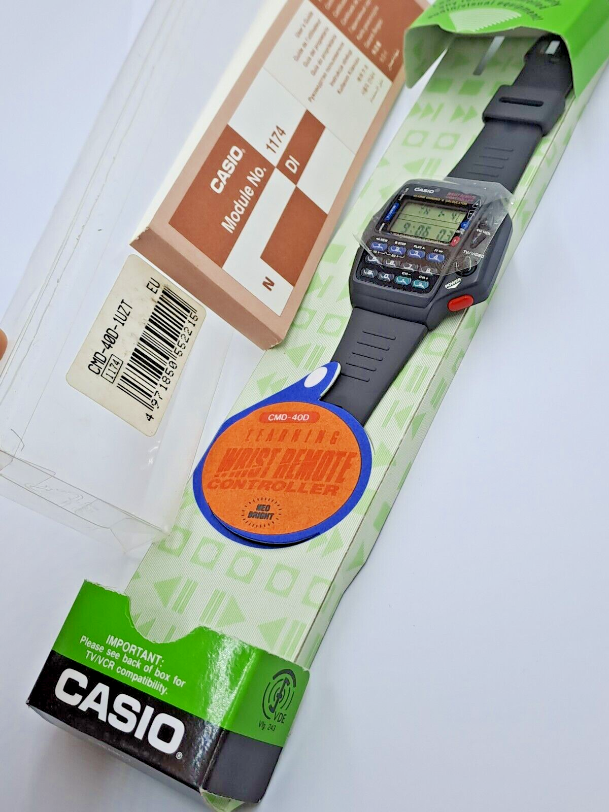 Pre-owned Casio Xrare  1174 Cmd-40-1uzt Vtg Watch Remote Tv Alarm Controller Chrono