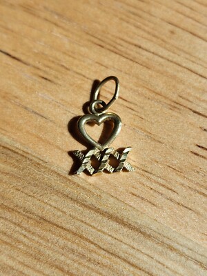 Vintage 14k Gold Heart XXX Small Fine Jewelry Pendant Charm