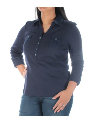 

KAREN SCOTT Женский темно-синий свитер с воротником и манжетами, Navy