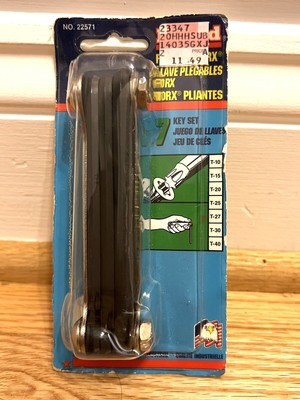 Eklind Classic Steel Handle 7 Piece Fold Up Torx Key Set #22571 T10-T40
