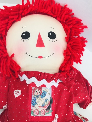 Rare 25” Daisy Kingdom Fabric Rag Plush Large Raggedy Ann Doll