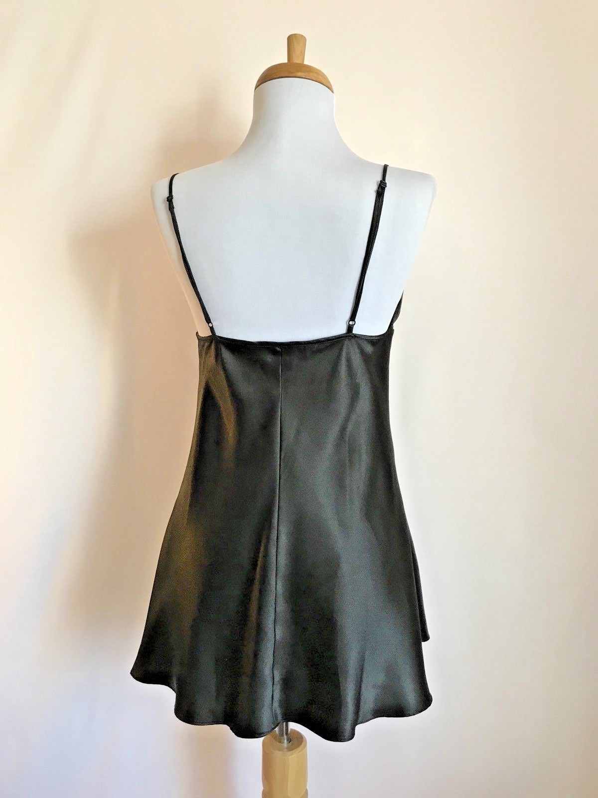 Victoria's Secret Bow S Black Babydoll Tie Front Open Chemise Nighty Lingerie