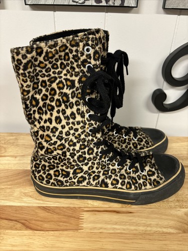 【COLOR iN ID】Leopard canvas pleated long boots $_12.JPG?set_id=880000500F
