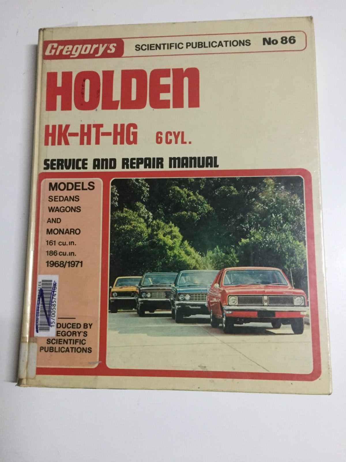 GENUINE Holden Monaro HK, HT, HG 6-cyl 1968-1971 Gregorys Workshop Manual No 86