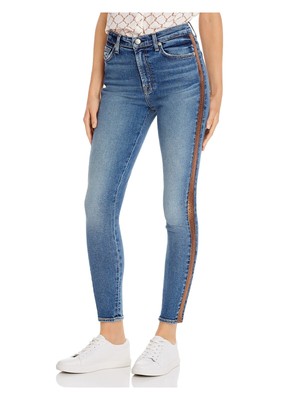 

7 FOR ALL MANKIND Женские синие джинсы скинни в полоску 27 Талия, Синий, AU8434120