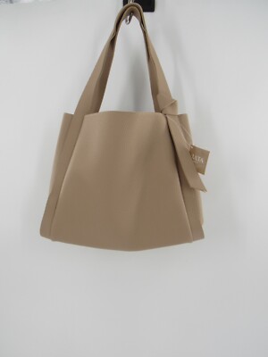 Ultra Beauty Tan Solid Bow Tie Vegan Tote Bag Medium Handbag: Brand New!!