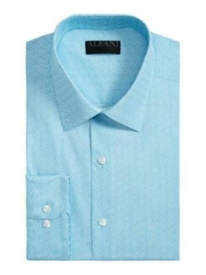 

Мужская классическая рубашка из хлопковой смеси ALFANI с бирюзовым воротником, L 16/16,5–32/33, Turquoise, 100049544MN