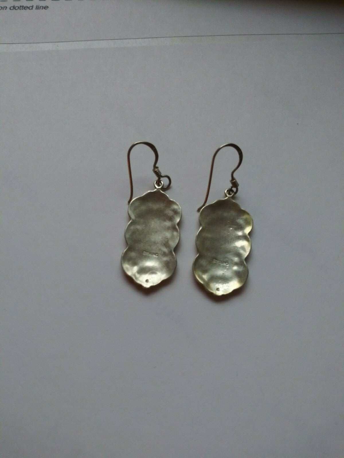 Victorian Luggage tag style Earrings  Sterling Silver