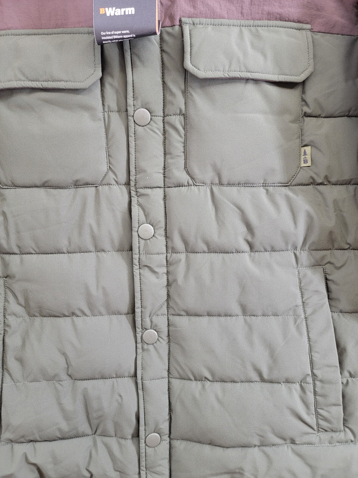 BASS OUTDOOR Colorblocked Padded Shacket Men's XL Green Snap Front Closure L/S - Picture 8 of 16