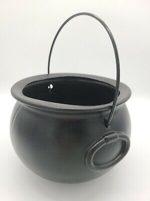 Vtg Blinky Products Halloween Blow Mold Black Cauldron Trick Treat Candy Pail