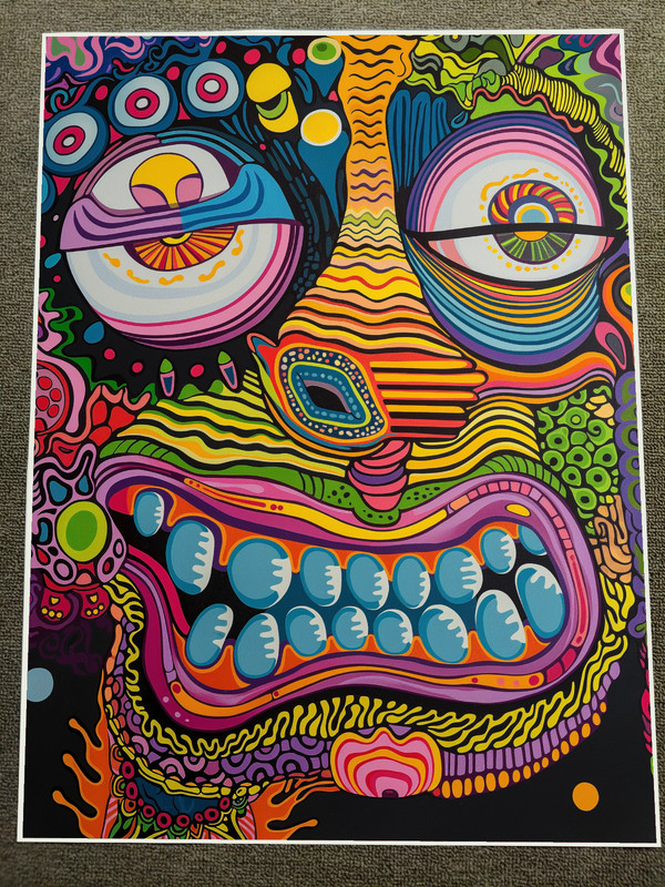 Abstract Psychedelic Face - Colorful Trippy Art Poster 18x24in