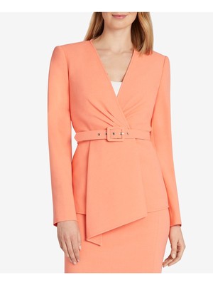 

TAHARI Женский оранжевый пиджак с длинным рукавом и асимметричным подолом для работы, TSMU1WJ449