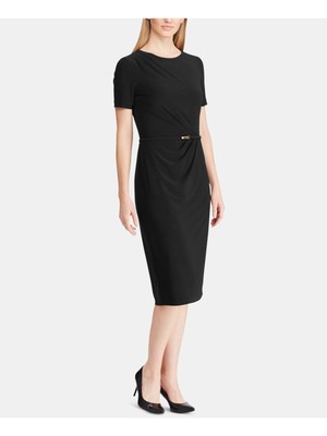

Женское черное вечернее платье-футляр с короткими рукавами RALPH LAUREN Petites, Черный