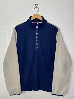 Supreme Sweater Mens Medium Blue Beige Two Tone Fleece Pullover FW14 Skate