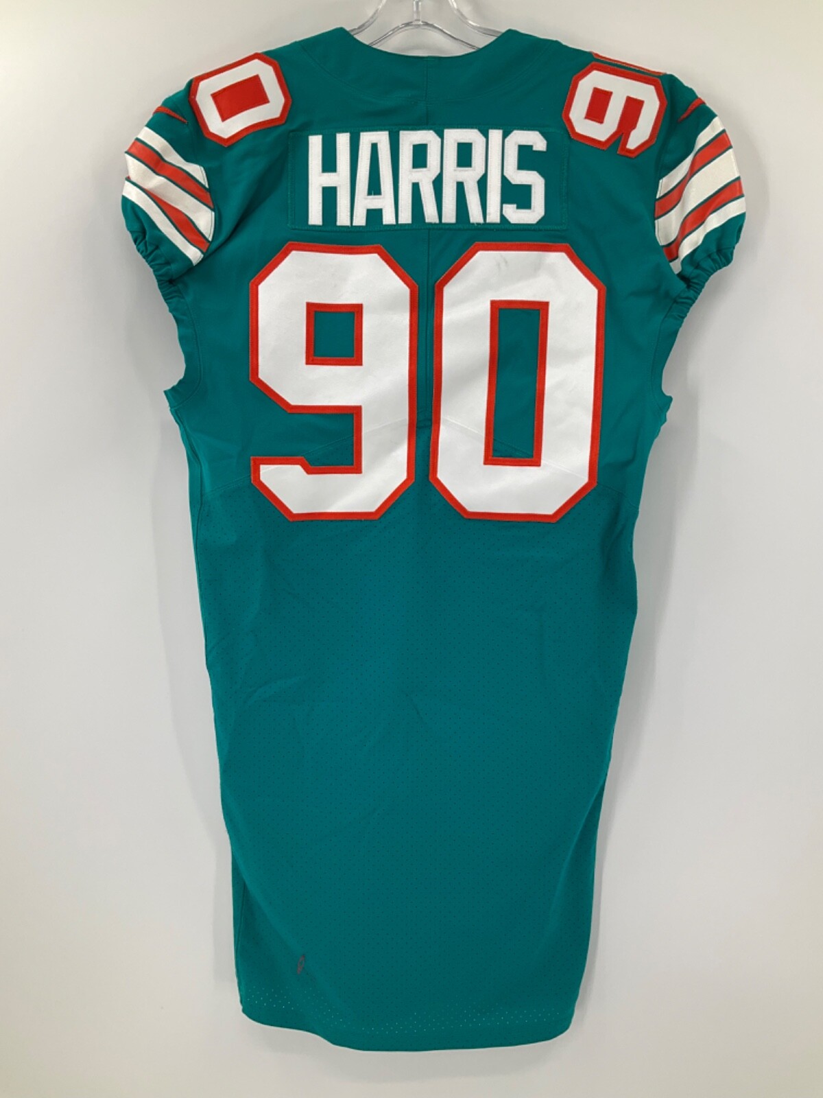 90 CHARLES HARRIS MIAMI DOLPHINS GAME USED NIKE THROWBACK