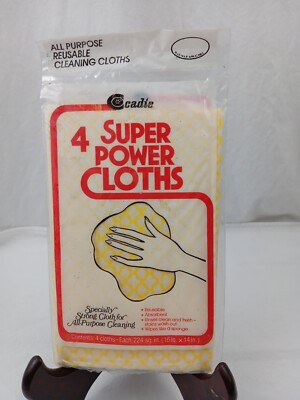Super Power Cloths By Cadie All Purpose Reusable Cleaning Towels - New 4 Pack