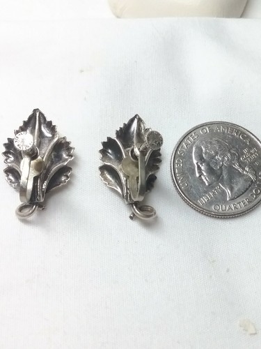 Sterling Silver Peace Lily Flower Screw Back Earrings