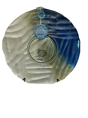Decorative Plate Hand Crafted in Turkey Blue/Grey 13'' in diameter.