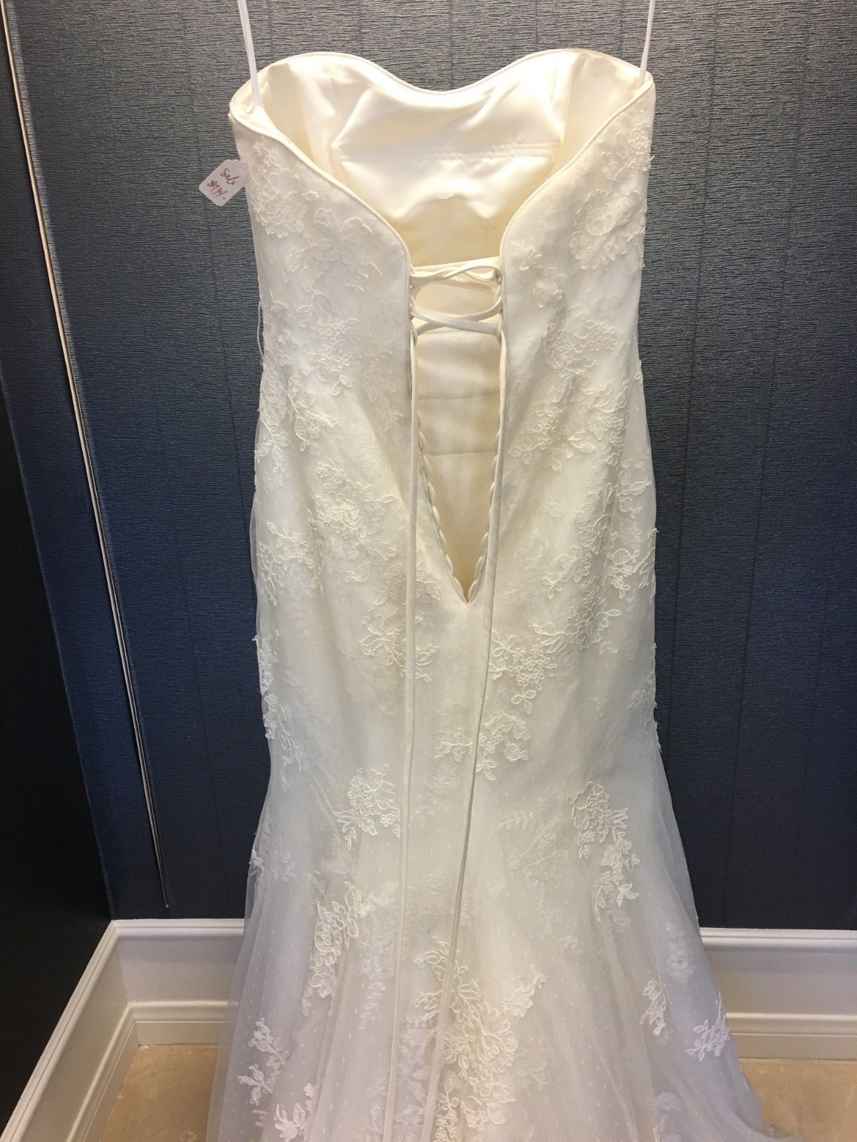 Ivory Strapless Lace Overlay Mermaid Wedding Dress Size 12