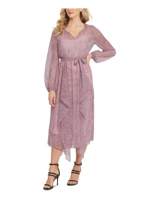 

DKNY Женское розовое платье с леопардовым принтом и круглым вырезом длиной до колен, Розовый