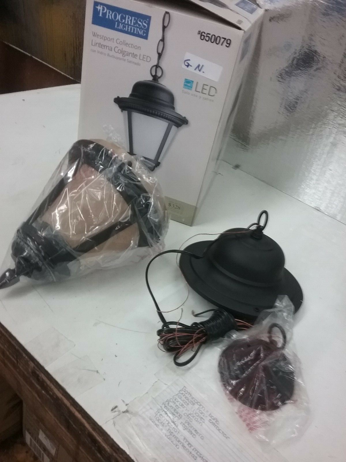 Progress Lighting Westport Collection 1-Light Outdoor Black LED Hanging Lantern