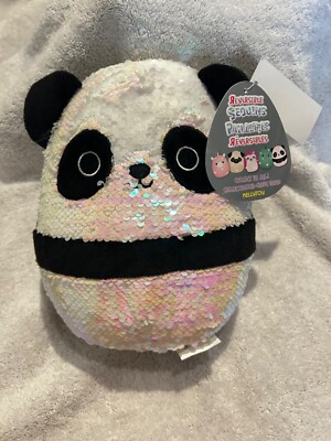 Squishmallow Sequin Reversible Panda Bear Plush New 9''