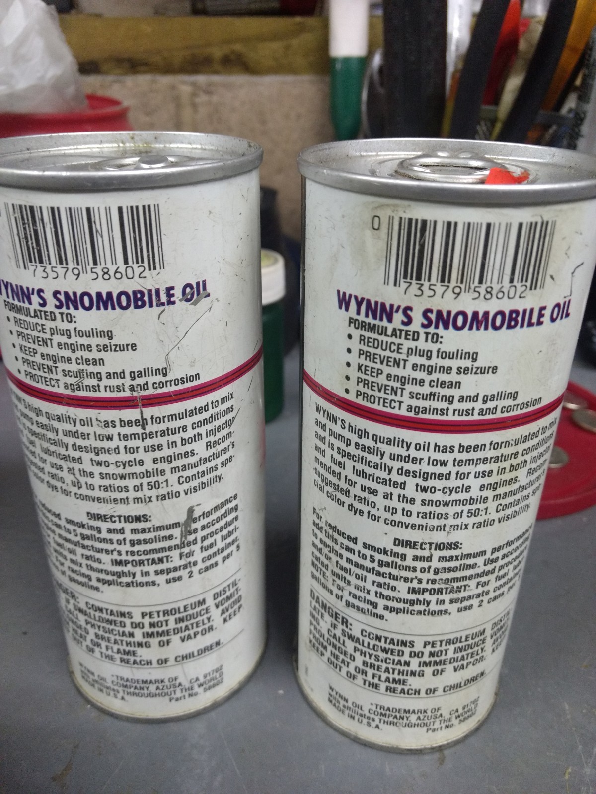 Vintage Wynn's Snowmobile Oil Racing Formula SAE 40 Mod. 16oz Cans