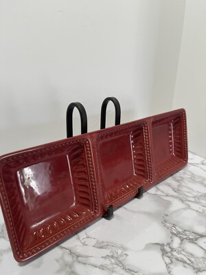 At Home America Homestead  3 Compartment Serving Tray Red New