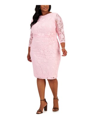 Женское розовое платье-футляр с рукавом 3/4 выше колена на подкладке KASPER DRESS XXL