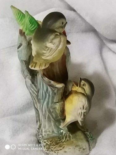 Vintage Woodpecker Figurine Porcelain Hand Painted