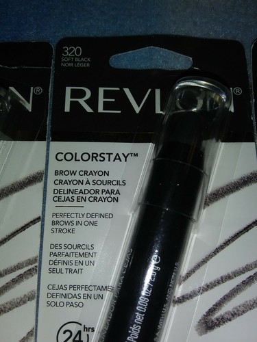 LOT 3 REVLON COLORSTAY BROW CRAYON 24 HOUR STAY WAX TO POWDER 320 SOFT BLACK