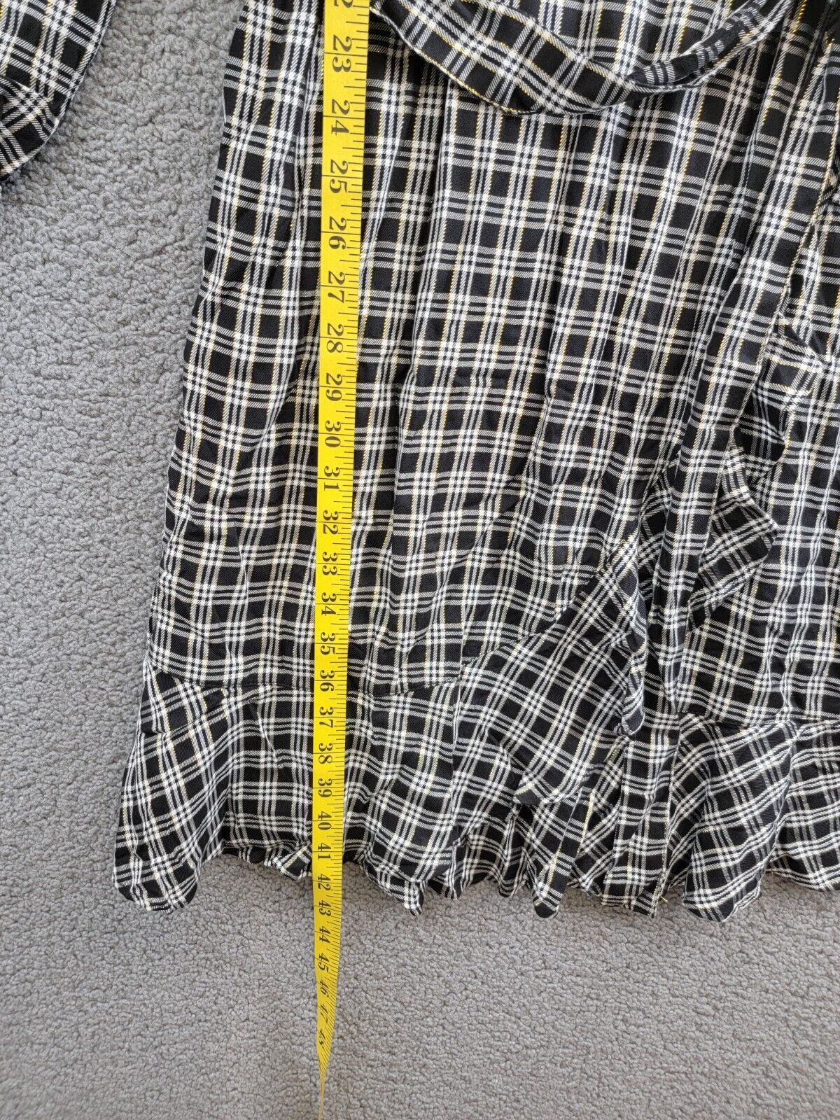 Tommy Hilfiger Check Ruffle-Hem Wrap Dress Women's 10 Black Multi Zip Closure - Picture 8 of 16