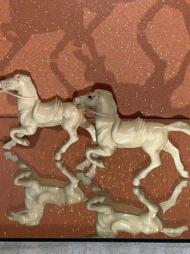 Vintage LIDO White HORSES Western Set of 2 3” X 2.5”
