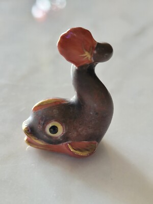 Herend Minature Porcelain Baby Dolphin / Koi Fish Fishnet Made In Hungary