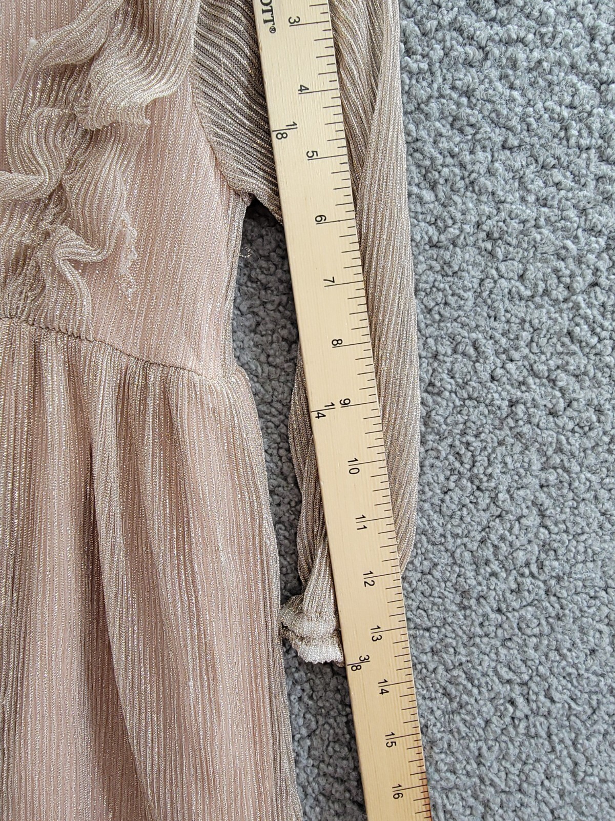 Splendid Glitzy Pleated Tulle Dress Little Girls 2T Champagne Snap Closure - Picture 5 of 17