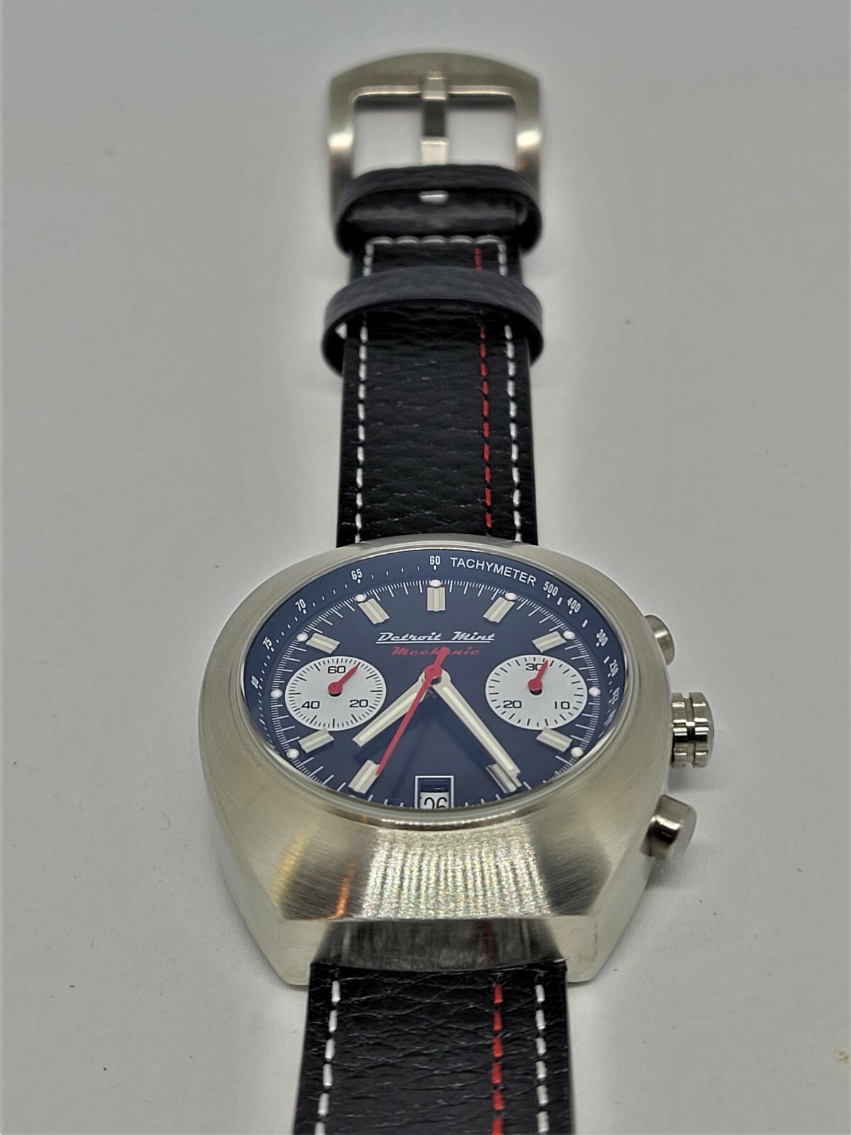 Pre-owned Detroit Mint Mechanic Automatic Chronograph Reverse Panda 7734 Style