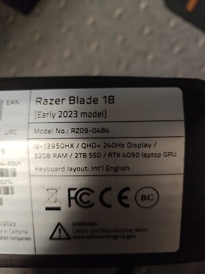Razer Blade 18'' 2TB SSD Intel Core i9 13th Gen., 5.50 GHz 32GB RTX 4090