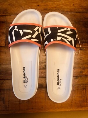  Jill Sander Navy Size 41  Graphic Rubber Slide Sandals New In Box and Pouch
