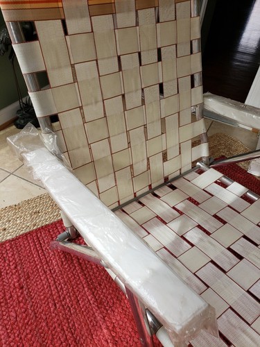 Vintage Retro Folding Aluminum Chaise Lounge Lawn Pool Beach Webbed Chair