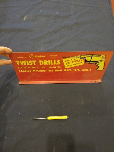 Store Sign Columbia Twist Drills Vintage advertising display