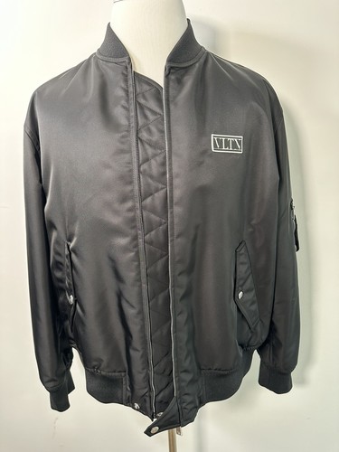 AUTHENTIC VALENTINO black nylon bomber jacket, size 44, new