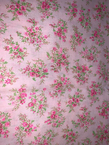 Vtg  PINK Flower Floral Cotton Fabric Quilt 128” x 45” 3.5 Yds Green Chic