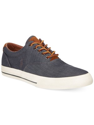 

POLO RALPH LAUREN Мужские темно-синие кожаные шнурки Vaughn Toe Platform Sneakers, Navy, 816564493002